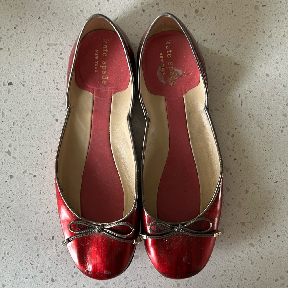Kate Spade Red Plaid Flats 7.5 B